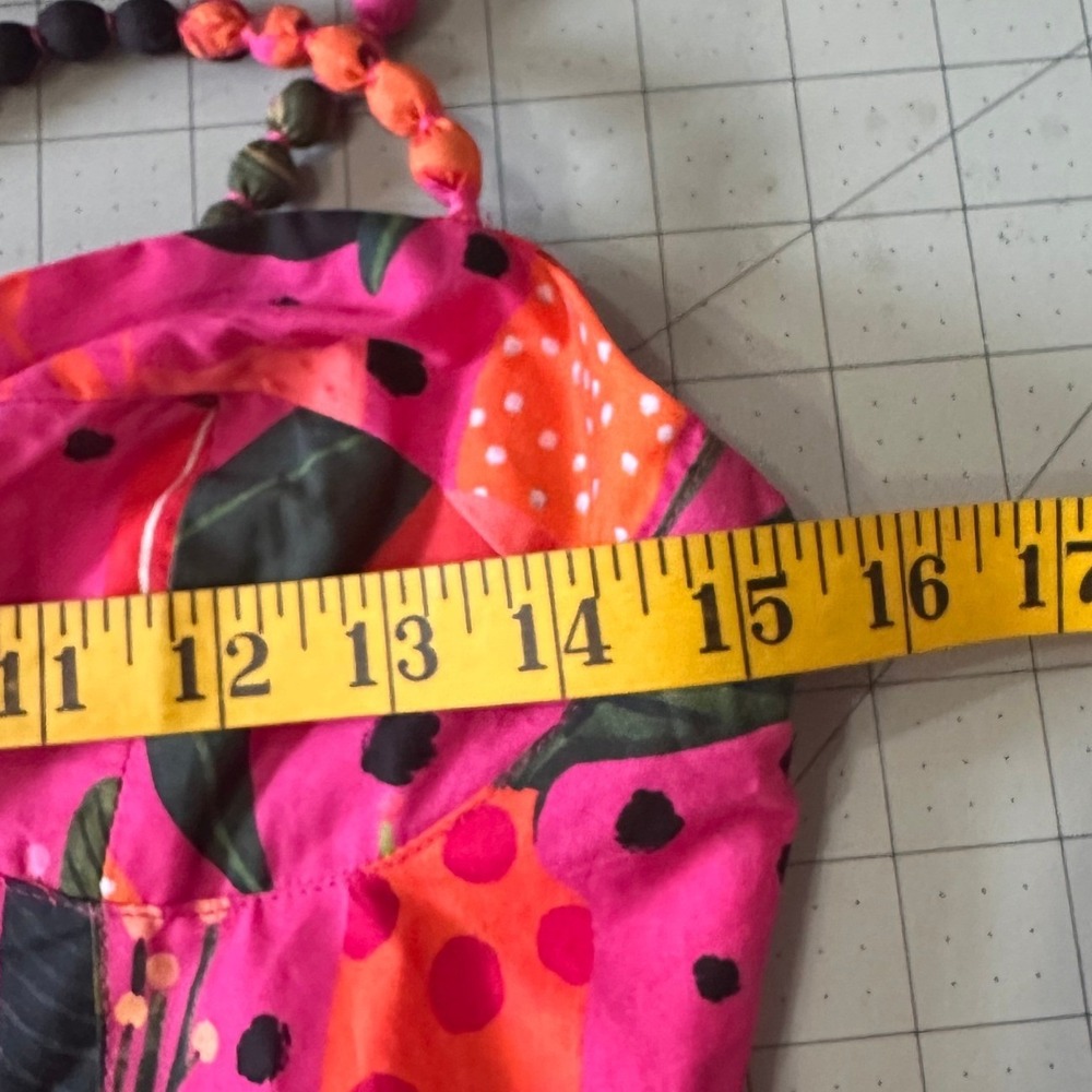 Farm Rio SZ XS Leopards Pop Tropical Jungle Maxi Dress Pink Multi Tiered Beaded - Picture 10 of 16